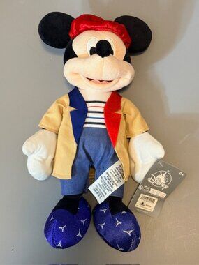 Vintage Walt Disney Parks Plush Stuffed Animal Mickey Mouse Paris France Eiffel